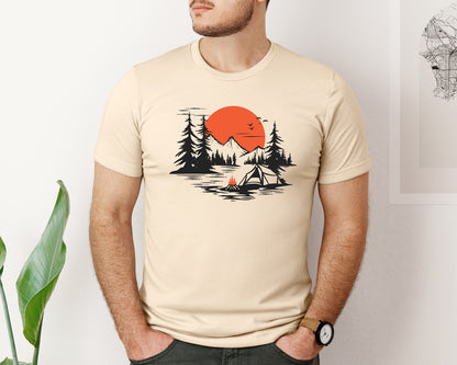 brand:Bella Canvas|color:Soft Cream|Sunset Camping Adventure T Shirt Design 9 Graphic T-Shirt