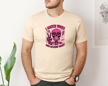 brand:Bella Canvas|color:Soft Cream|Funny Skeleton Love Valentine Vibe Graphic T-Shirt