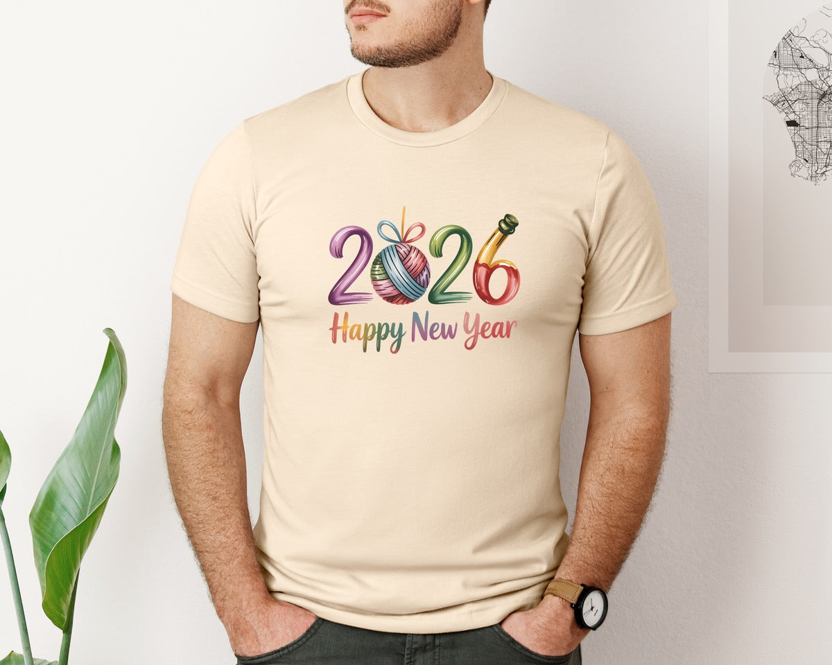 brand:Bella Canvas|color:Soft Cream|Happy New Year 2026 158 Graphic T-Shirt