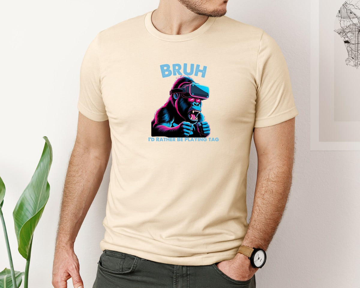 brand:Bella Canvas|color:Soft Cream|Bruh Id Rather Be Playing Tag T Shirt Graphic T-Shirt