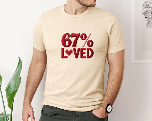Faux Crochet Six Seven Valentine Design Graphic T-Shirt