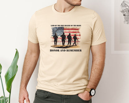 brand:Bella Canvas|color:Soft Cream|Memorial Day Honor And Remember Usa 2 Graphic T-Shirt
