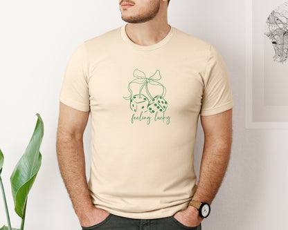 brand:Bella Canvas|color:Soft Cream|Feeling Lucky Pngst Patricks Day Graphic T-Shirt