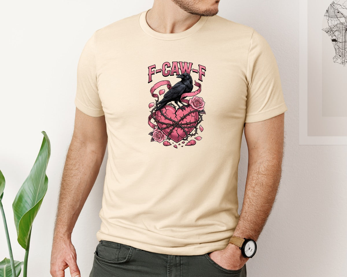 brand:Bella Canvas|color:Soft Cream|Gothic Crow Anti Valentine Tshirt Graphic T-Shirt