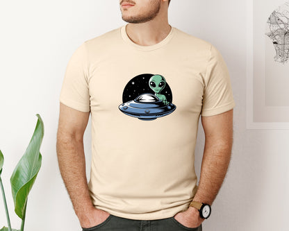 brand:Bella Canvas|color:Soft Cream|Retro Vintage Ufo Alien T Shirt Design 4 Graphic T-Shirt