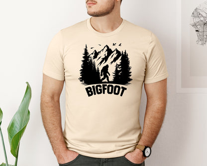 brand:Bella Canvas|color:Soft Cream|Retro Bigfoot Silhouette Pixel Art Graphic T-Shirt