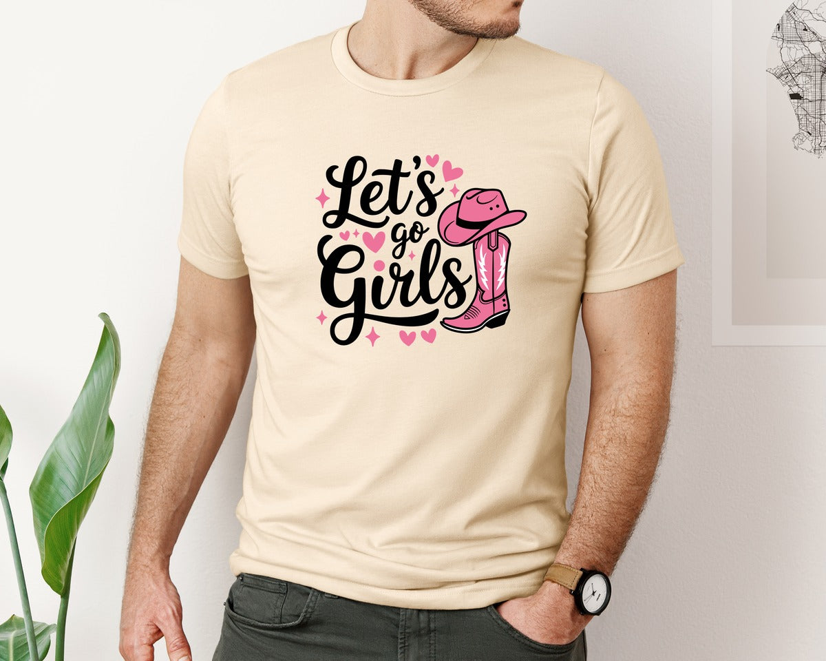 brand:Bella Canvas|color:Soft Cream|Lets Go Girls Western Cowgirl Graphic T-Shirt
