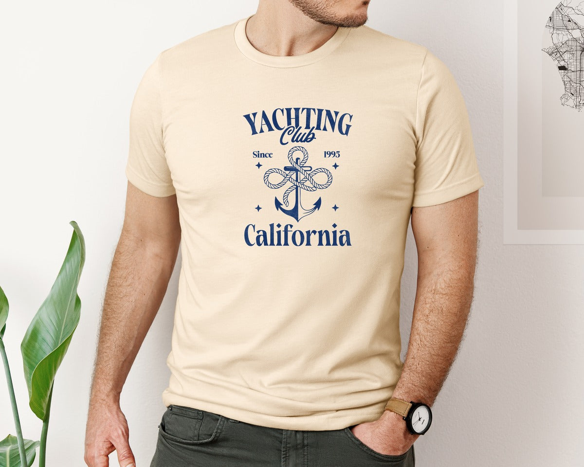 brand:Bella Canvas|color:Soft Cream|Retro Summer Yacht Club California Graphic T-Shirt