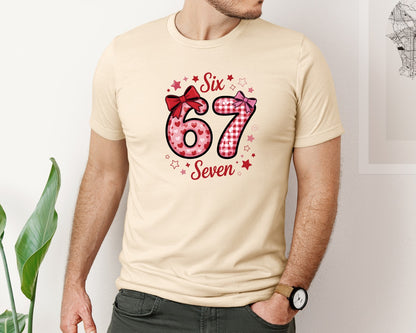 brand:Bella Canvas|color:Soft Cream|Coquette Valentine 67 Six Seven 2 2 Graphic T-Shirt