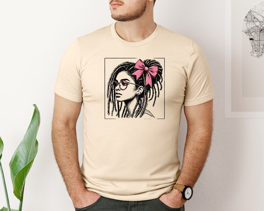 Afro Locs Messy Bun Black Woman Graphic T-Shirt