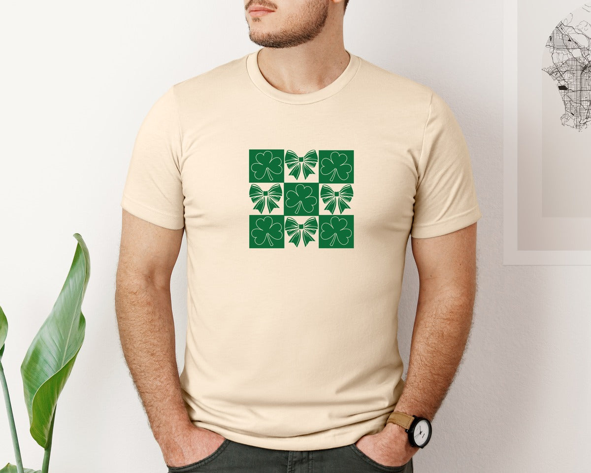 brand:Bella Canvas|color:Soft Cream|Checkered St Patricks Day 4 Graphic T-Shirt