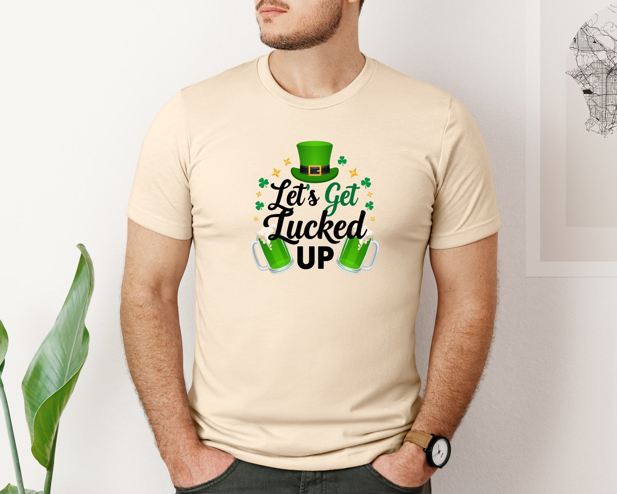 brand:Bella Canvas|color:Soft Cream|Lets Get Lucked St Patricks Day Graphic T-Shirt