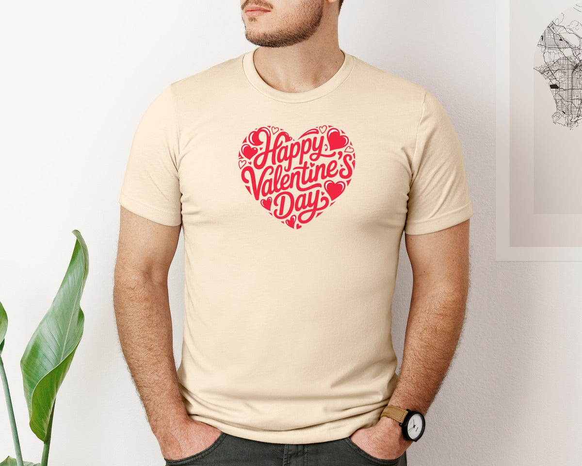 brand:Bella Canvas|color:Soft Cream|Happy Valentines Day Graphic T-Shirt