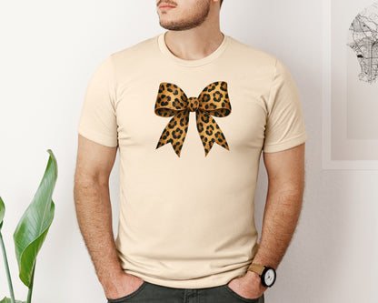 brand:Bella Canvas|color:Soft Cream|Coquette Leopard Bow 16 Graphic T-Shirt