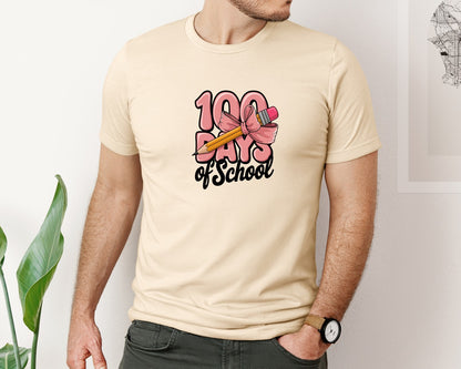 brand:Bella Canvas|color:Soft Cream|Retro 100 Days Of School T Shirt 10 Graphic T-Shirt