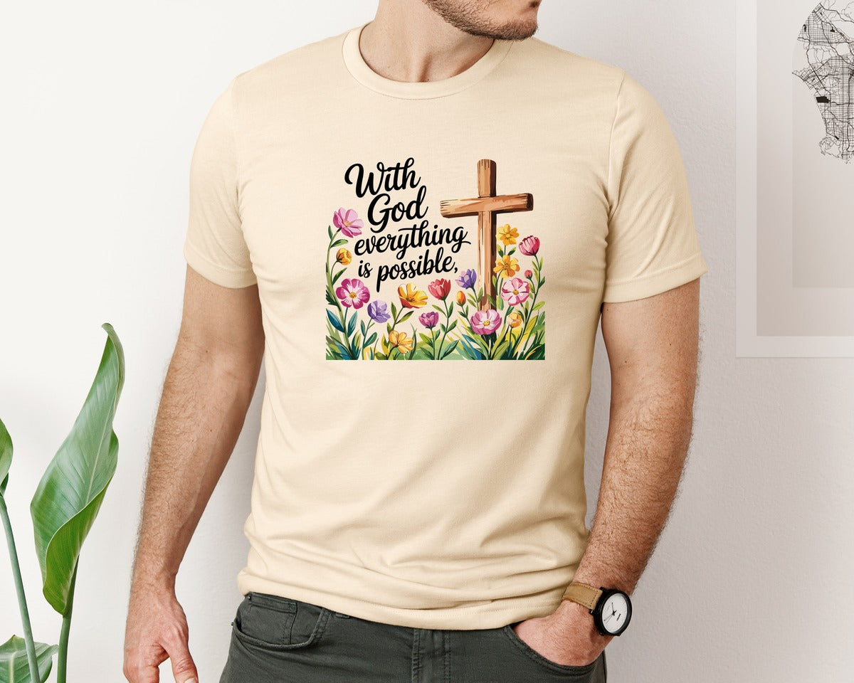 brand:Bella Canvas|color:Soft Cream|Gods Love Round Sign Graphic T-Shirt