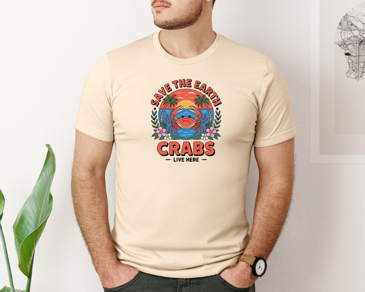 brand:Bella Canvas|color:Soft Cream|Tropical Sunset And Marine Wildlife Graphic T-Shirt