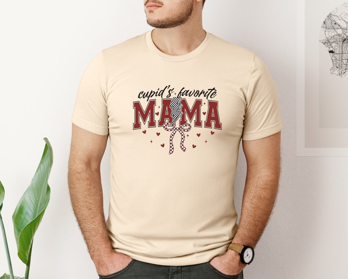 brand:Bella Canvas|color:Soft Cream|Cupids Favorite Mama 4 Graphic T-Shirt