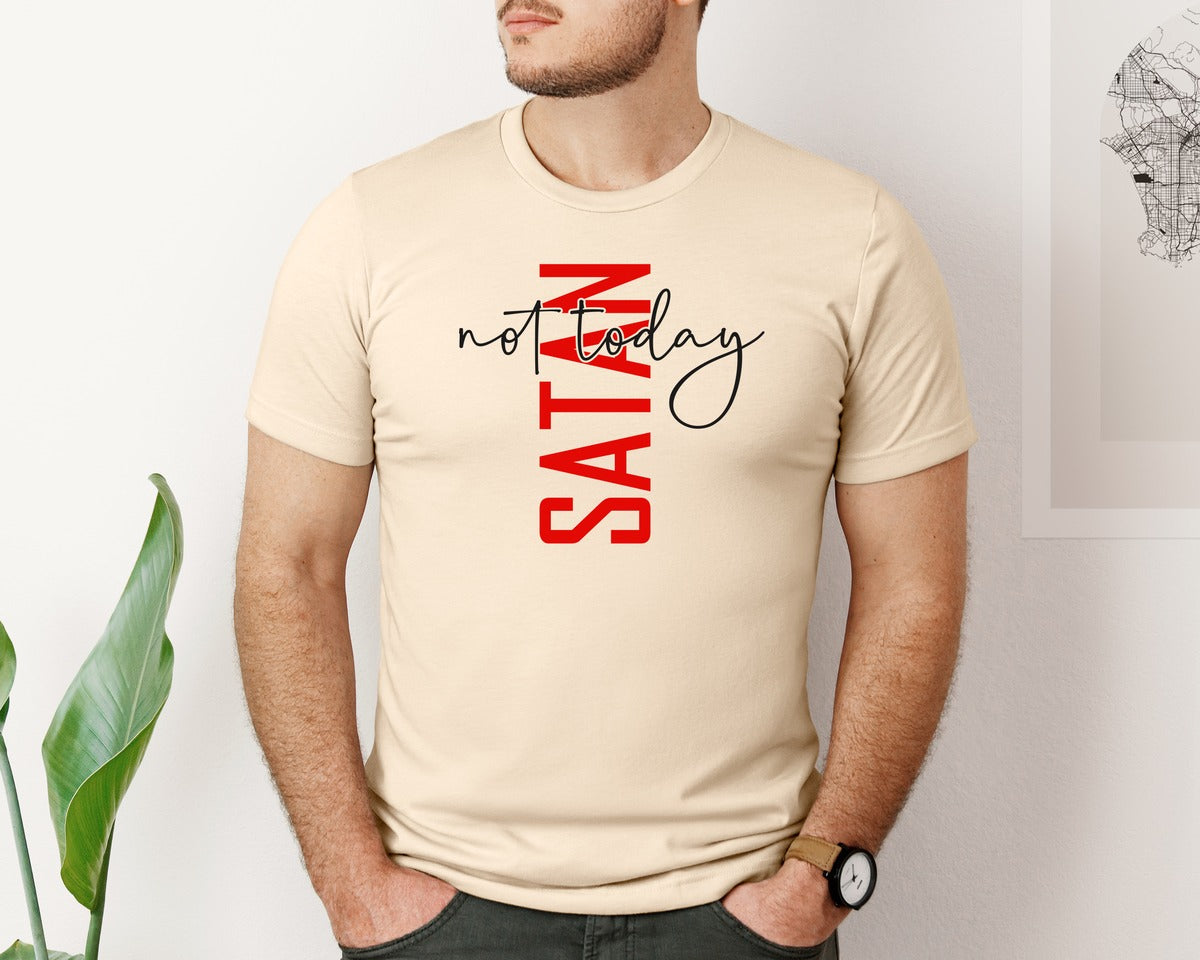 brand:Bella Canvas|color:Soft Cream|Not Today Satan Shirt Design Graphic T-Shirt