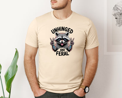 brand:Bella Canvas|color:Soft Cream|Cute But Feral Funny Raccoon Shirt Graphic T-Shirt