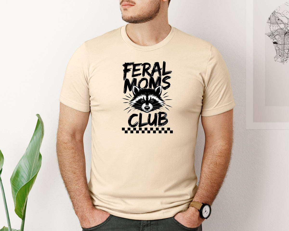 brand:Bella Canvas|color:Soft Cream|Feral Moms Club Mom Life Raccoon Graphic T-Shirt