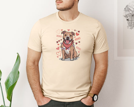 Valentine Pitbull Dog T Shirt Design Graphic T-Shirt