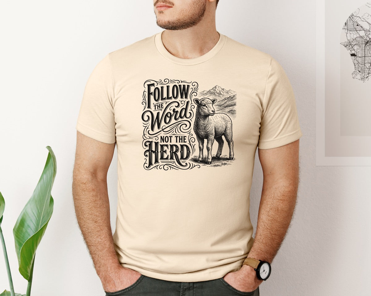 brand:Bella Canvas|color:Soft Cream|Follow The Word Not The Herd 10 Graphic T-Shirt