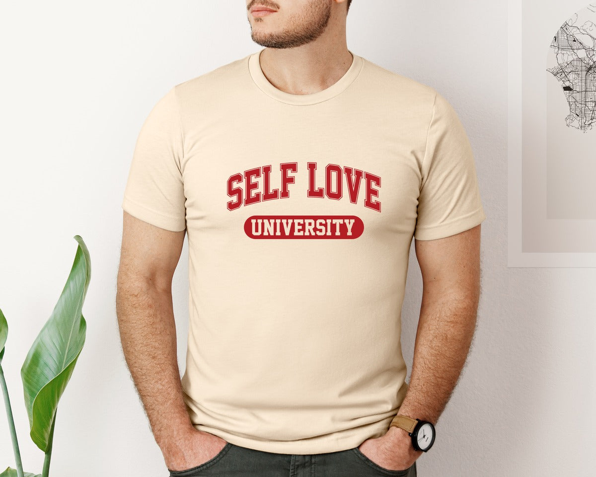 brand:Bella Canvas|color:Soft Cream|Self Love University Valentine Graphic T-Shirt