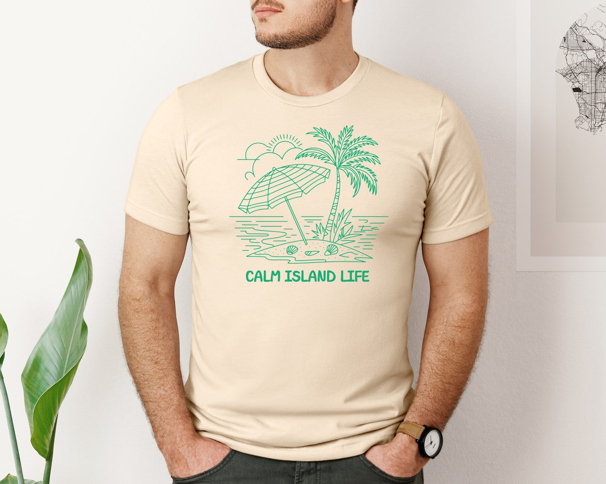 brand:Bella Canvas|color:Soft Cream|Calm Island Life Graphic T-Shirt