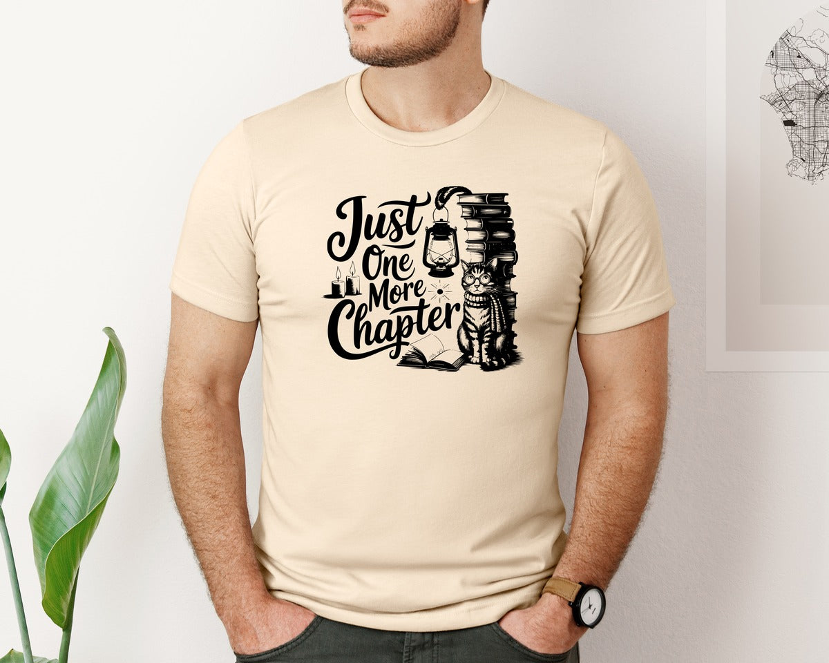brand:Bella Canvas|color:Soft Cream|Just One More Chapter T Shirt Design Graphic T-Shirt