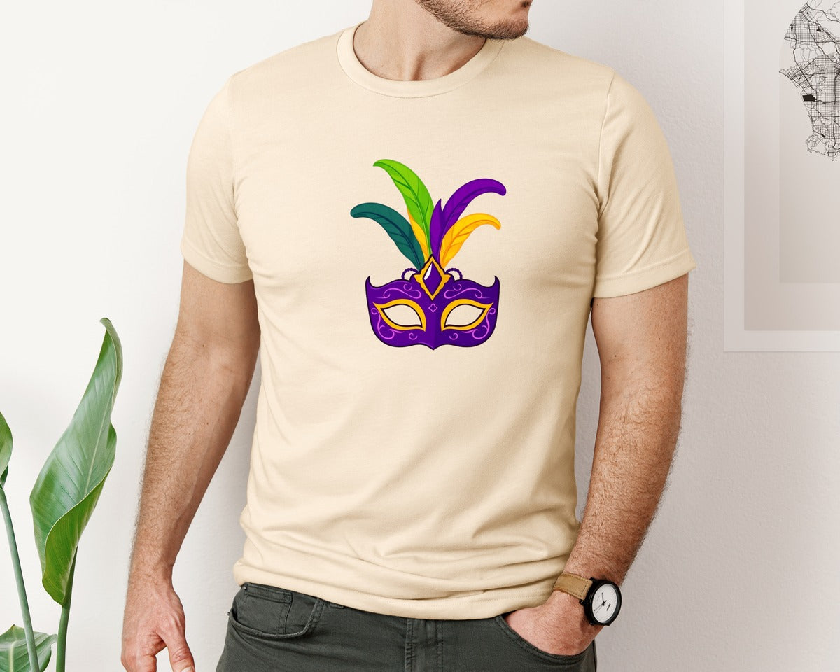 brand:Bella Canvas|color:Soft Cream|Mardi Gras Mask T Shirt Design 4 Graphic T-Shirt