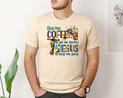 brand:Bella Canvas|color:Soft Cream|Coffee And Jesus Christian Graphic T-Shirt