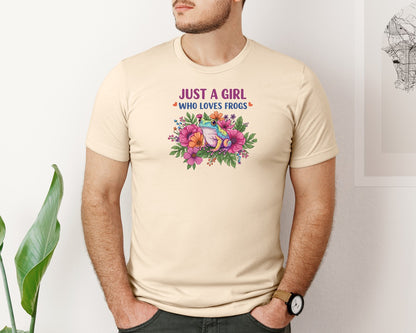 brand:Bella Canvas|color:Soft Cream|Just A Girl Who Loves Frogs Graphic T-Shirt