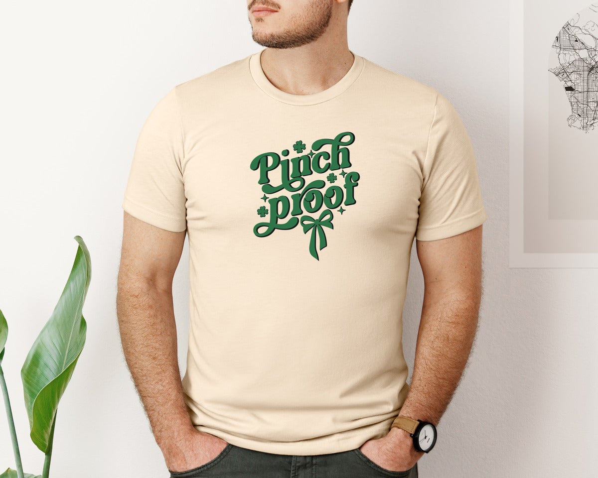 brand:Bella Canvas|color:Soft Cream|Pinch Proof Funny St Patricks Day Graphic T-Shirt