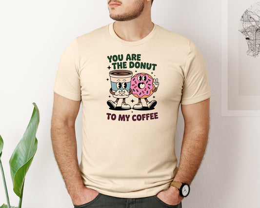 Cute Donut And Coffee Couple T Shirt Graphic T-Shirt