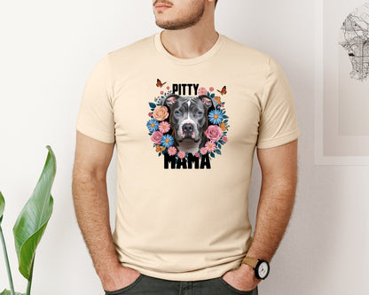 brand:Bella Canvas|color:Soft Cream|Pitty Mama Cute Pitbull Dog 3 Graphic T-Shirt