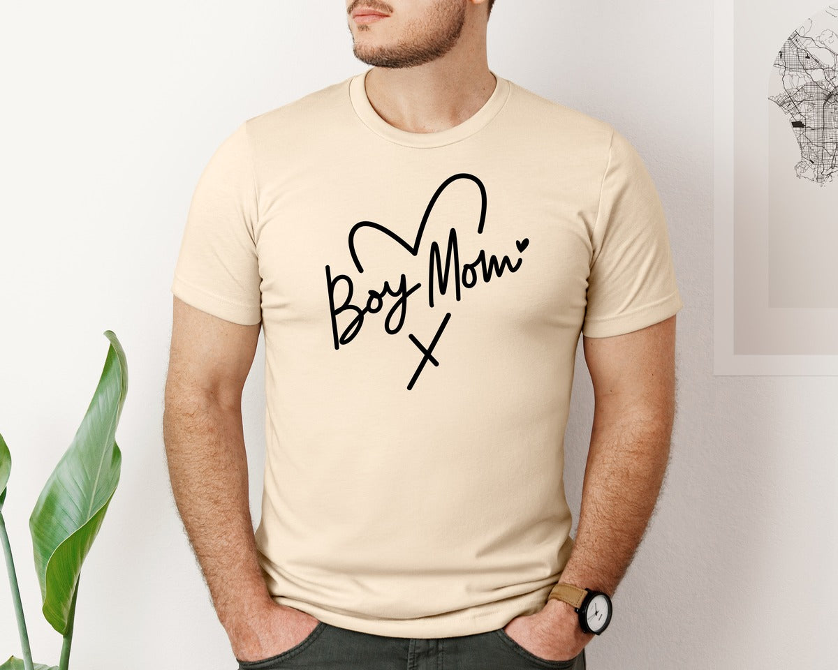 brand:Bella Canvas|color:Soft Cream|Boy Mom Mothers Day Shirt Graphic T-Shirt