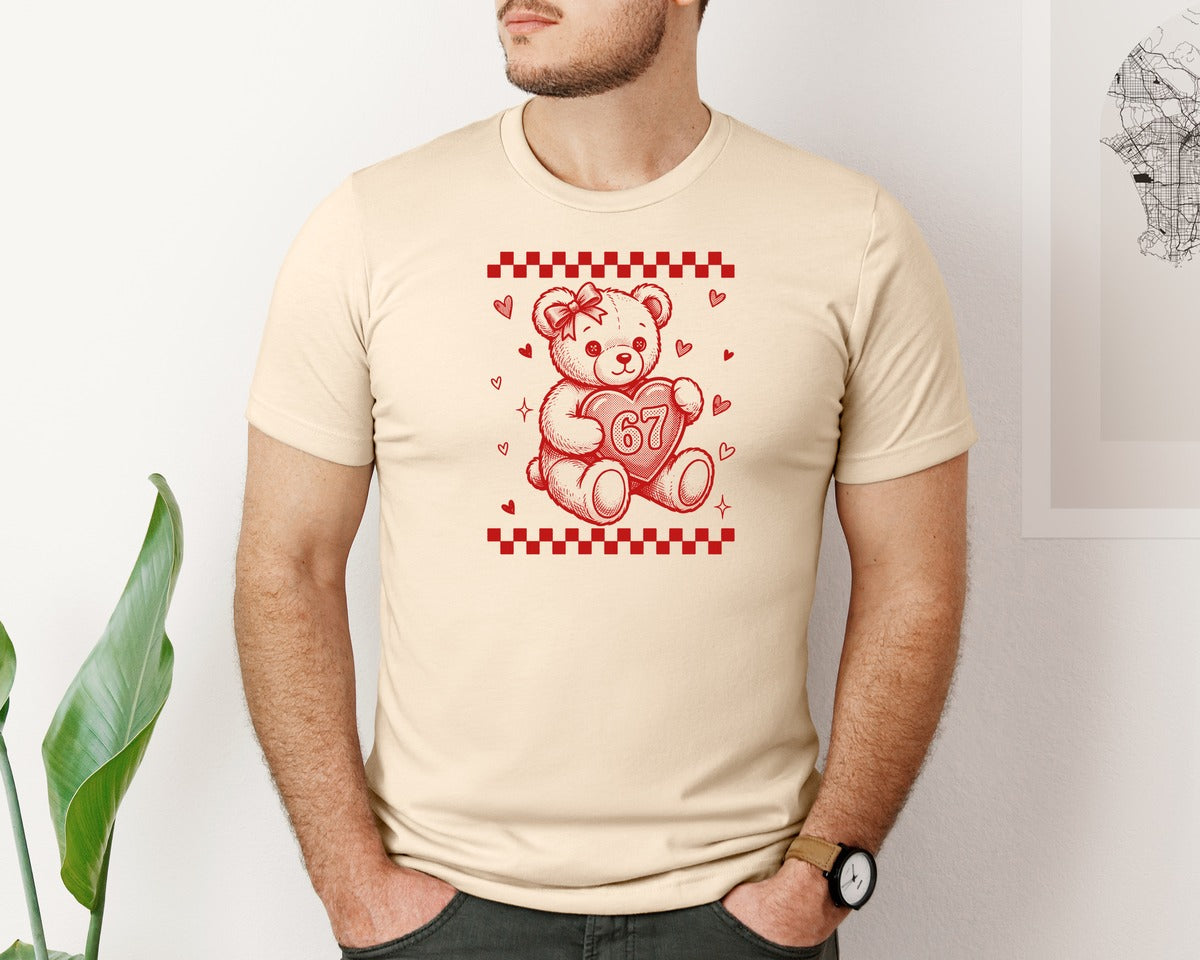 brand:Bella Canvas|color:Soft Cream|Cute Teddy Bear Valentines Day 2 Graphic T-Shirt