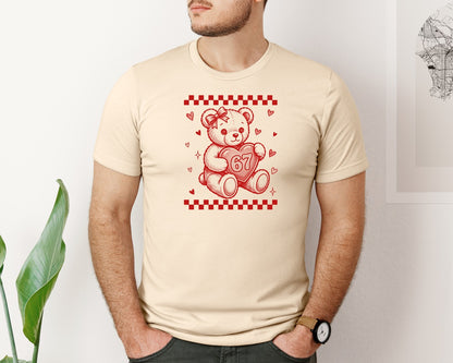 brand:Bella Canvas|color:Soft Cream|Cute Teddy Bear Valentines Day 2 Graphic T-Shirt