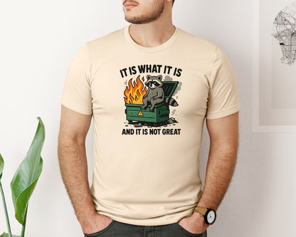 brand:Bella Canvas|color:Soft Cream|Funny Dumpster Racoon Graphic T-Shirt