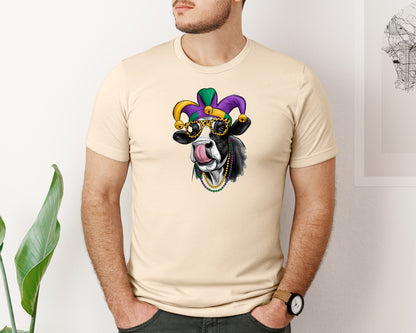 brand:Bella Canvas|color:Soft Cream|Mardi Gras Cow Crawfish Graphic T-Shirt