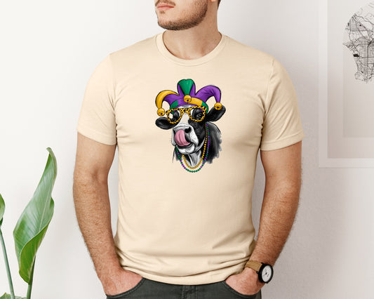 Mardi Gras Cow Crawfish Graphic T-Shirt
