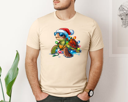 brand:Bella Canvas|color:Soft Cream|Christmas Turtle 9 Graphic T-Shirt