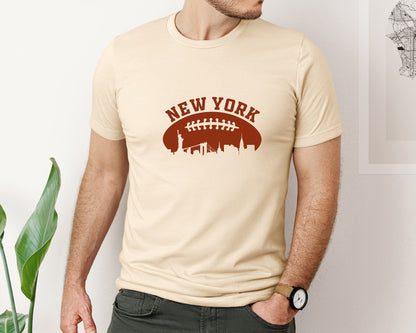 brand:Bella Canvas|color:Soft Cream|American Football New York City Skyline Graphic T-Shirt