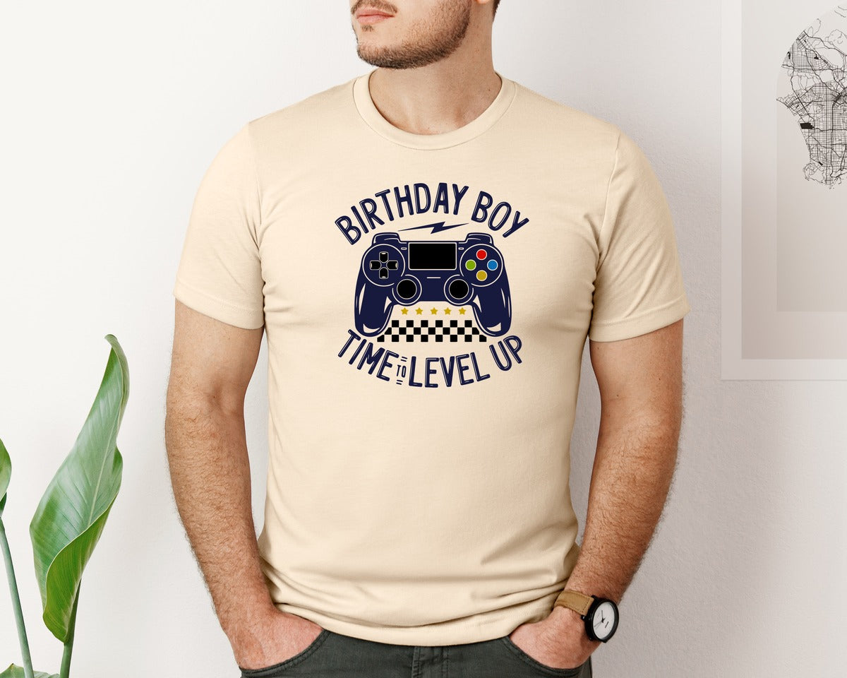 brand:Bella Canvas|color:Soft Cream|Birthday Boy Time To Level Up 8 Graphic T-Shirt