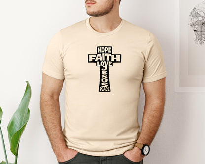 brand:Bella Canvas|color:Soft Cream|Hope Faith Love Jesus Peace Graphic T-Shirt