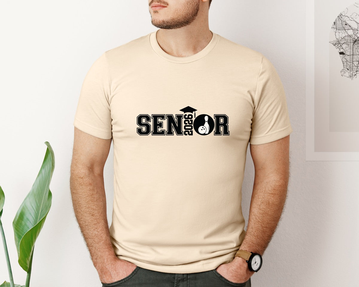 brand:Bella Canvas|color:Soft Cream|Senior Bowling 2026 Graduation Graphic T-Shirt