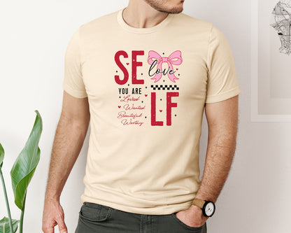 brand:Bella Canvas|color:Soft Cream|Valentine Self Love Love Graphic T-Shirt