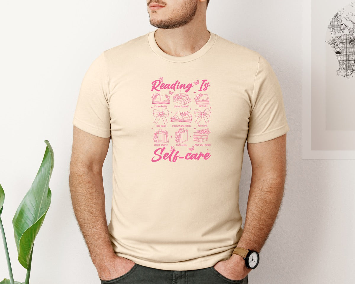 brand:Bella Canvas|color:Soft Cream|Reading Is Self Care Graphic T-Shirt