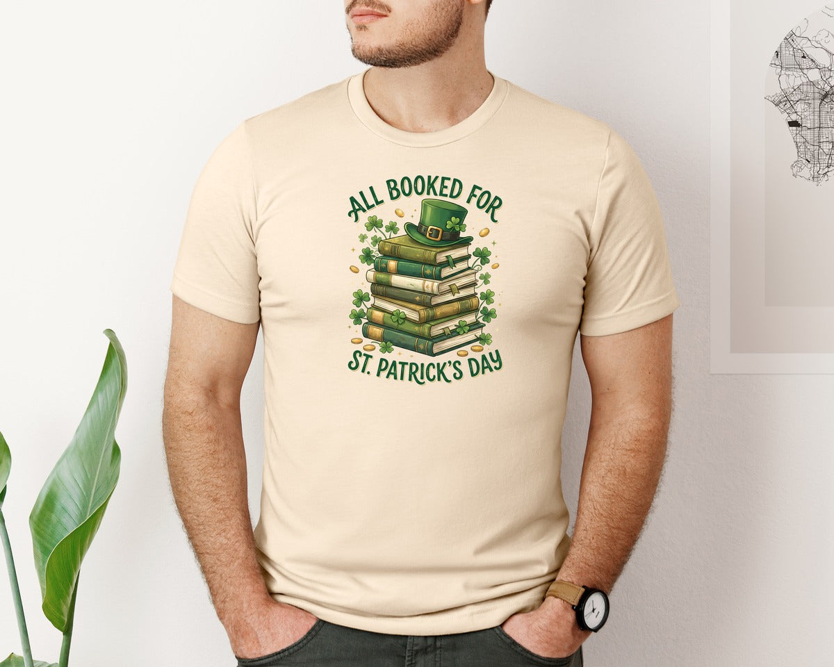 brand:Bella Canvas|color:Soft Cream|All Booked For St Patricks Day Book 2 Graphic T-Shirt